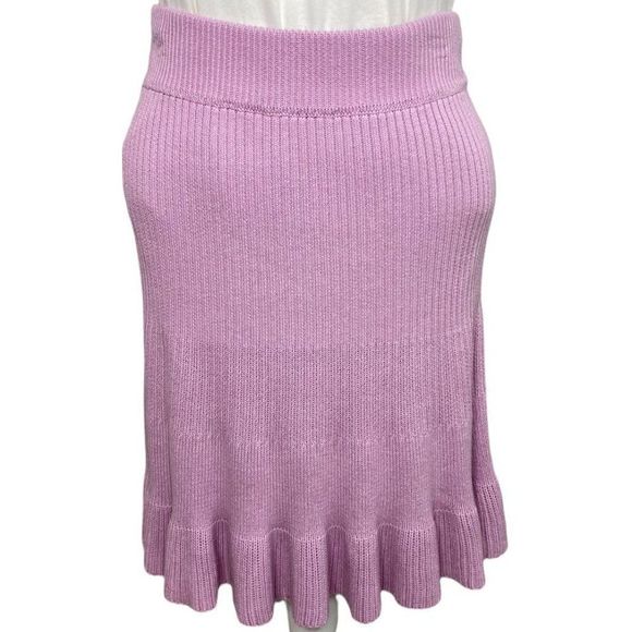 Free‎ People Short Mini Skirt Womens MEDIUM Lilac Purple Rib Stretchy Flare NEW - Picture 2 of 10